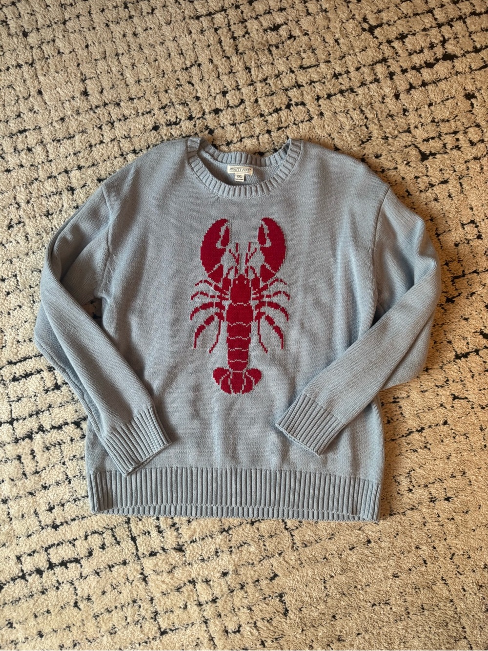 Light Blue Crewneck Sweater with Red Lobster